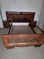 Gratis slaapkamer dubbel bed 2 nachtkastjes en kasten, Huis en Inrichting, Slaapkamer | Bedden, Ophalen, Gebruikt, Bruin, Tweepersoons