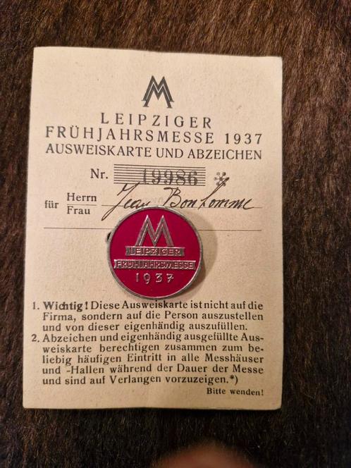 Insigne, spelden Leipzig Trade Fair 1937, Verzamelen, Speldjes, Pins en Buttons, Zo goed als nieuw, Ophalen of Verzenden