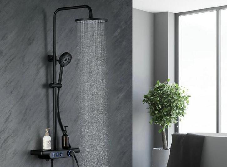 Zwarte doucheset compleet *NIEUW* in doos, Huis en Inrichting, Badkamer | Complete badkamers, Nieuw, Met douche, Ophalen of Verzenden