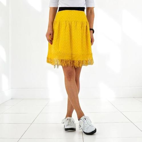 Rok geel gaatjes patroon S/M, Kleding | Dames, Rokken, Nieuw, Maat 36 (S), Geel, Boven de knie, Verzenden