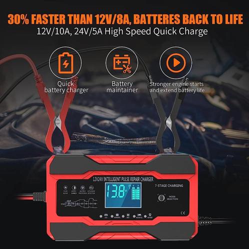 Chargeur de batterie auto moto entièrement automat, Auto-onderdelen, Klein materiaal, Nieuw, Verzenden