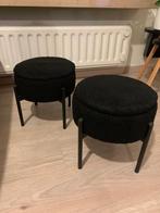 2 poefen met opbergruimte, Huis en Inrichting, Zetels | Voetbanken en poefs, Ophalen, Minder dan 50 cm, Rond, Minder dan 50 cm