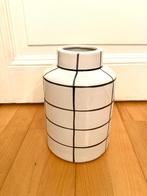 Vase crème et noir en grès - hauteur 22 cm - largeur 14 cm, Huis en Inrichting, Woonaccessoires | Vazen, Ophalen, Zwart
