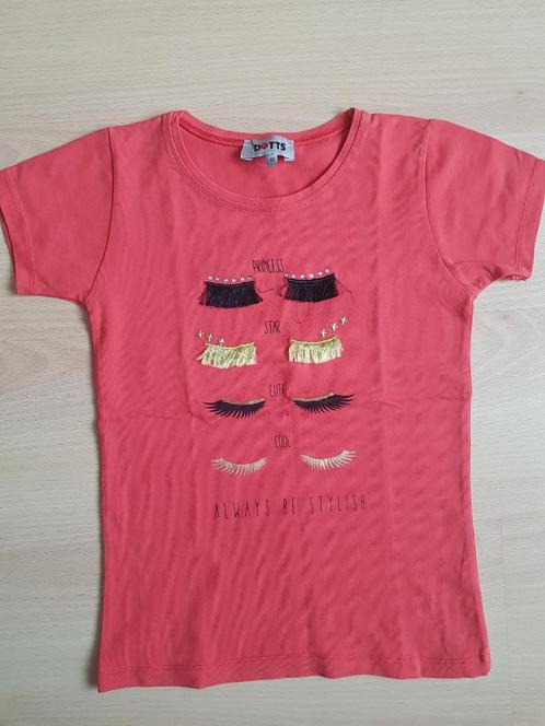 Rode T-shirt met wimpers - Dotts - maat 152, Kinderen en Baby's, Kinderkleding | Maat 152, Gebruikt, Meisje, Shirt of Longsleeve