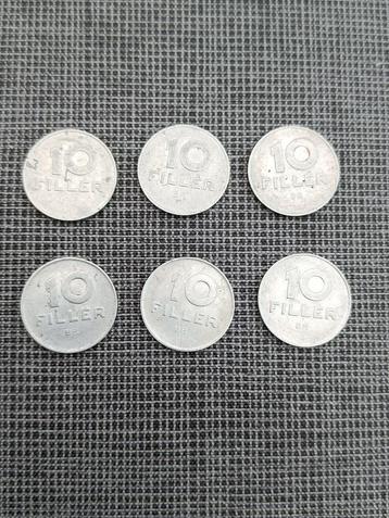 Hongarije. 10 Filler van 1978+1982+1984+1985+1987+1988. beschikbaar voor biedingen