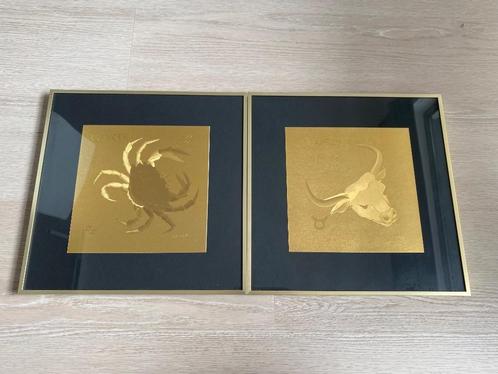Astrologie / sterrenbeeld print in gouden metalen kader, Maison & Meubles, Accessoires pour la Maison | Cadres, Moins de 50 cm