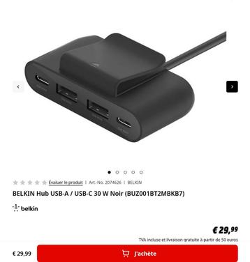 Belkin 4 Port USB Hub boost charge 