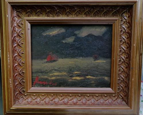 Constant Permeke '' Avondstemming op zee '' olieverf op pane, Antiek en Kunst, Kunst | Schilderijen | Klassiek, Verzenden
