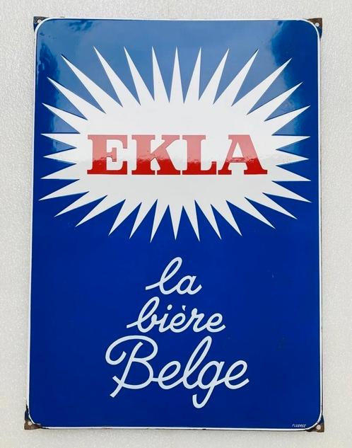 Plaque émaillée bière Belgique Ekla - Emaillerie Belge, Collections, Marques & Objets publicitaires, Utilisé, Panneau publicitaire