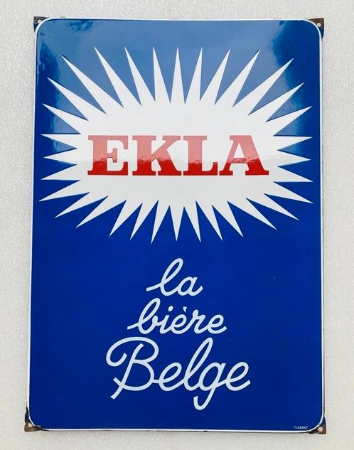 Plaque émaillée bière Belgique Ekla - Emaillerie Belge, Collections, Marques & Objets publicitaires, Utilisé, Panneau publicitaire