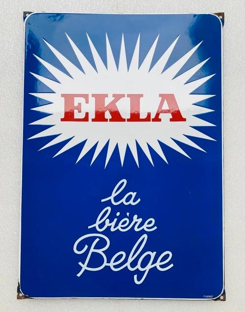 Reclamebord emaille bier België Ekla - Emaillerie Belge, Verzamelen, Merken en Reclamevoorwerpen, Gebruikt, Reclamebord, Ophalen of Verzenden