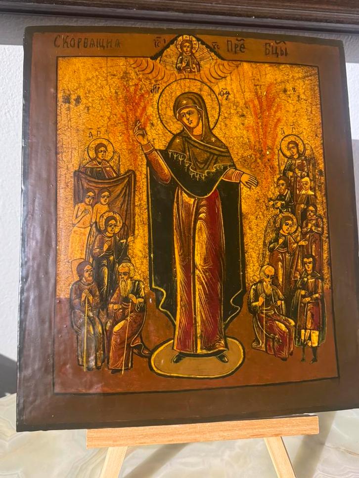 antiek Russisch-orthodox icoon., Antiek en Kunst, Antiek | Religieuze voorwerpen, Ophalen of Verzenden