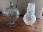Glazen bonbonniere + kristallen waterkaraf met glas, Antiek en Kunst, Antiek | Glaswerk en Kristal, Ophalen