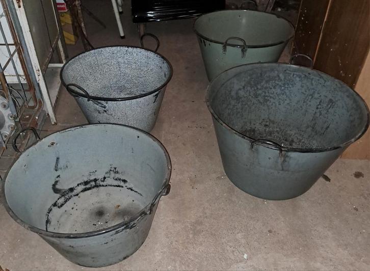 Emaille teilen Emaille wasteilen ketels decoratie, Antiek en Kunst, Curiosa en Brocante, Ophalen of Verzenden