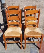 4 houten stoelen met rieten zittingen, Ophalen, Gebruikt