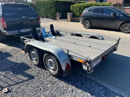 Verhuur van een aanhanger voor 3 dubbelassige motorfietsen, Auto diversen, Aanhangers en Bagagewagens, Zo goed als nieuw, Ophalen