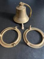 Scheepsbel en 2 patrijspoorten diam 15cm., Antiek en Kunst, Antiek | Brons en Koper, Ophalen