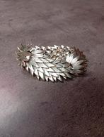 Armband met bladeren, Zilver, Elastiek