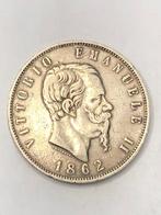 Munt zilver Italië 5 lire Vittorio Emanuele II jaar 1862 N, Ophalen of Verzenden, Italië, Losse munt, Zilver