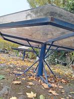 2 Glazen tuintafels met ijzeren onderstel, Tuin en Terras, Ophalen, Gebruikt, Metaal