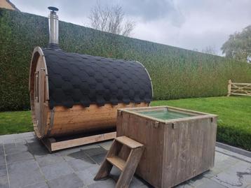 Sauna barrel + koude kuip disponible aux enchères