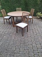 Rinde tafel met 4 stoelen, Huis en Inrichting, Tafels | Eettafels, Ophalen, Gebruikt, Vijf personen of meer, 100 tot 150 cm