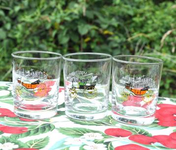 3 verres a whisky decor calèche 