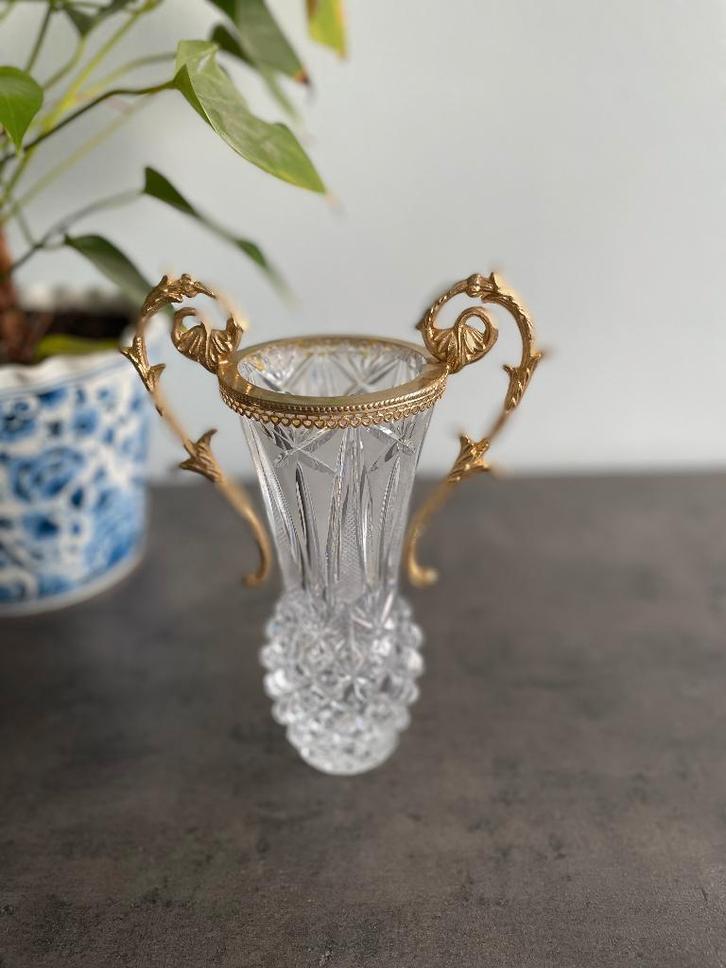 Vintage zwaar loodkristallen kelkvormig vaasje, Antiek en Kunst, Antiek | Glaswerk en Kristal, Ophalen