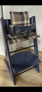 Stokke Tripp Trapp 3-in-1 blauwe stoel met kussen, Ophalen, Gebruikt, Stoel(en)
