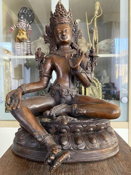 Groene Tara Boeddhabeeld Bodhisattva Bronzen Figuur, Huis en Inrichting, Woonaccessoires | Boeddhabeelden, Gebruikt, Ophalen of Verzenden