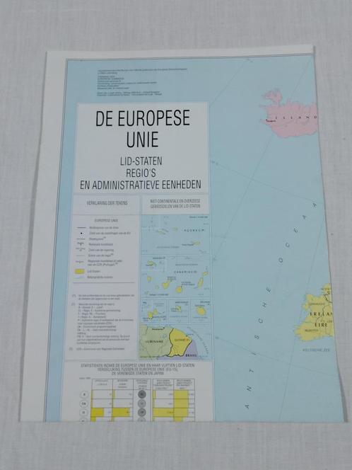 Landkaart Van De Lidstaten Van De Europese Unie 1e KW 1999, Boeken, Atlassen en Landkaarten, Gelezen, Landkaart, Europa Overig