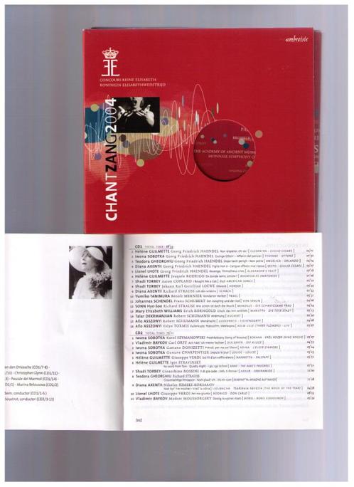 2 CD-  CHANT ZANG 2004: Concours Reine Elisabeth Competition, CD & DVD, CD | Classique, Comme neuf, Chant, Classicisme, Envoi
