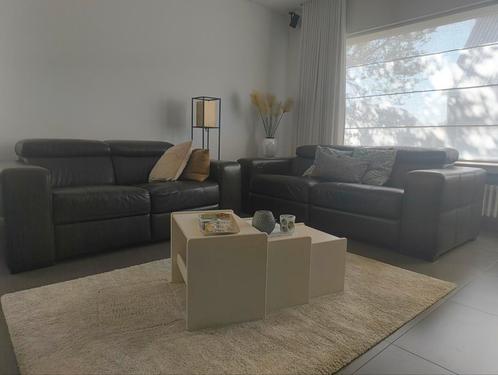 Twee lederen zetels met 3 relax, Huis en Inrichting, Zetels | Complete zithoeken, Gebruikt, Leer, Ophalen