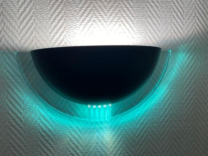 Vintage wandlampen met halve maan uit de jaren 90 (2), Huis en Inrichting, Lampen | Wandlampen, Gebruikt, Glas, Metaal, Ophalen of Verzenden