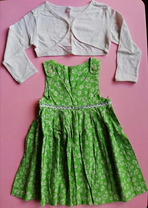 Groen jurkje en witte bolero maat 92, Kinderen en Baby's, Kinderkleding | Maat 92, Zo goed als nieuw, Meisje, Jurk of Rok, Ophalen of Verzenden