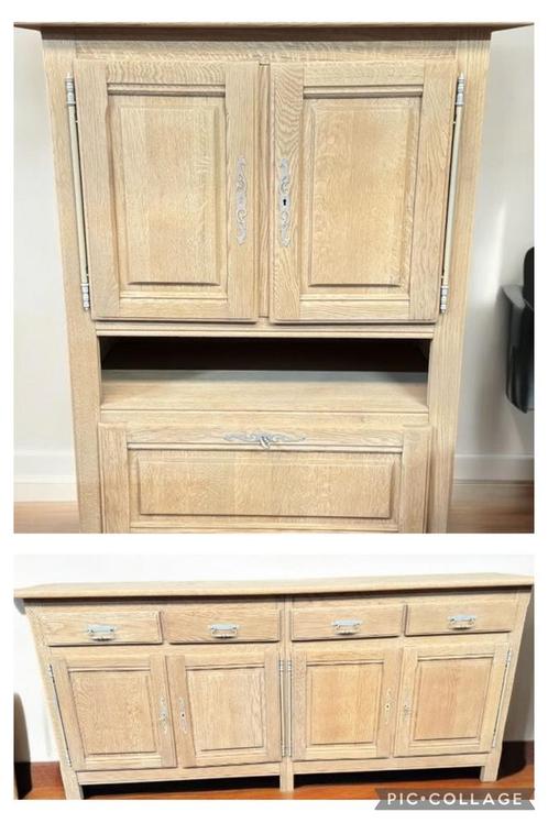 DRESSOIR VAN AIRBRUSHED EIKENHOUT + KASTSET, Huis en Inrichting, Kasten | Buffetkasten, Zo goed als nieuw, Eikenhout, Ophalen