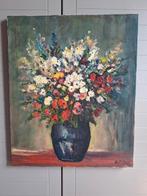 Schilderij op doek, vaas met bloemen, Lietaer, Ophalen