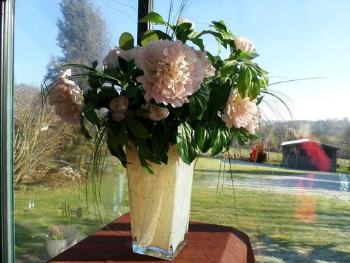 Grote vintage designvaas in gemarmerd glas, Huis en Inrichting, Woonaccessoires | Vazen, Wit, Glas, Ophalen