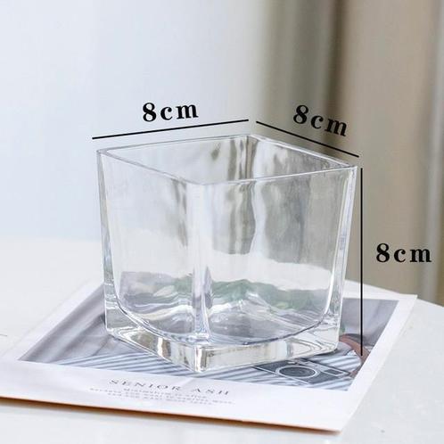 18x vase cube carré photophore verre 8cm déco table mariage, Huis en Inrichting, Woonaccessoires | Vazen, Nieuw, Glas, Ophalen