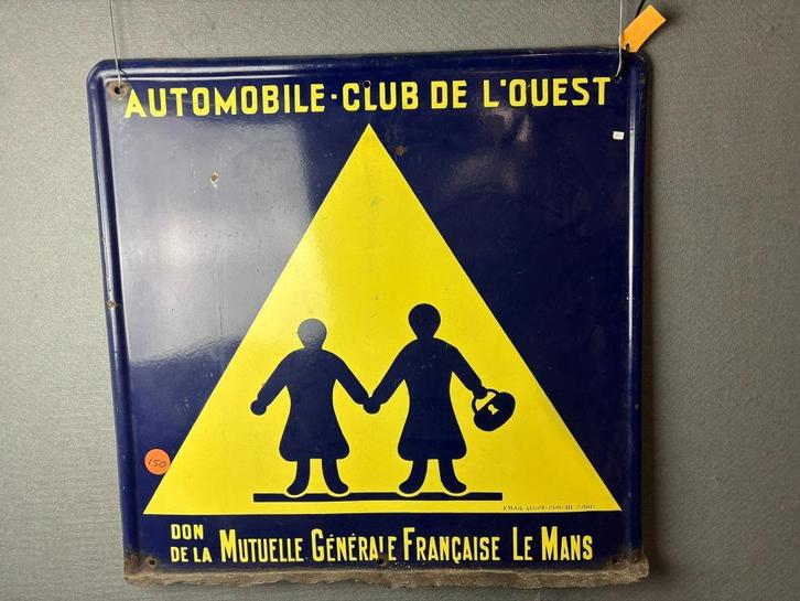 Oud origineel emaille reclamebord uit Le Mans Frankrijk, Verzamelen, Merken en Reclamevoorwerpen, Gebruikt, Reclamebord, Ophalen of Verzenden