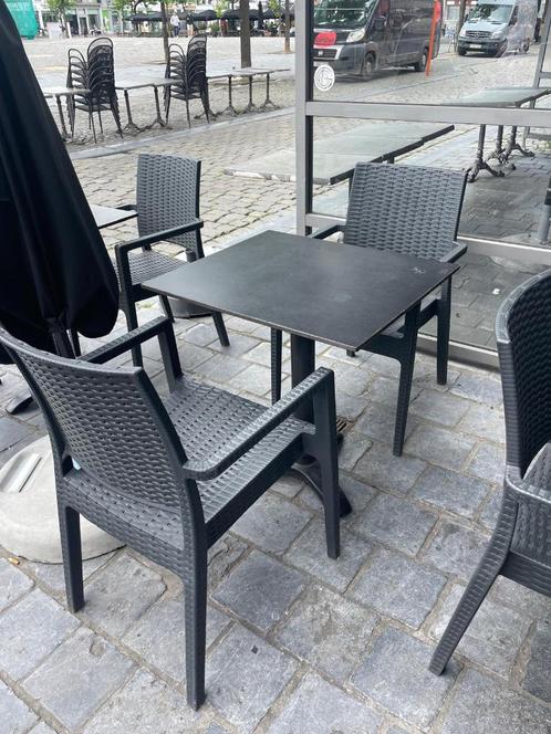 Zwarte terras Tafel, Tuin en Terras, Tuintafels, Gebruikt, Vierkant, Metaal, Ophalen