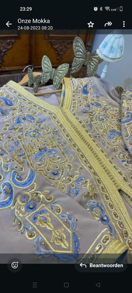 Takchita/lebsa, Kleding | Dames, Gelegenheidskleding, Gedragen, Overige typen, Maat 42/44 (L), Beige, Ophalen of Verzenden