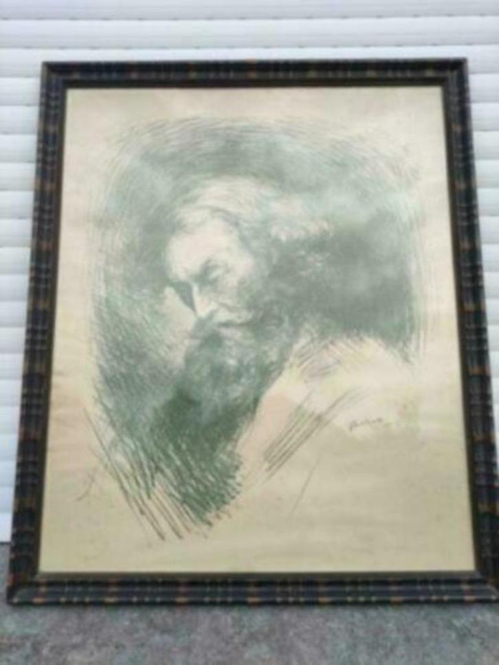 lithographie homme signe j van de veegaete, Antiek en Kunst, Kunst | Litho's en Zeefdrukken, Ophalen of Verzenden