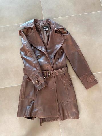 Lederen jas Mango, Taille 38/40 (M), MNG, Comme neuf, Brun