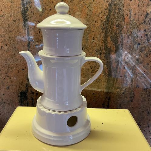 Oude porseleinen rechaud met koffiekan, filter, deksel. Mooi, Huis en Inrichting, Keuken | Servies, Glas, Ophalen of Verzenden