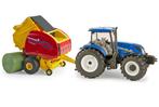 New Holland T6.180 + rondebalenpers, Hobby en Vrije tijd, Modelauto's | 1:32, Nieuw, ERTL, Verzenden, Tractor of Landbouw