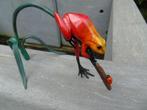Exotische kikker en lieveheersbeestje op een bronzen riet, Antiek en Kunst, Ophalen, Brons