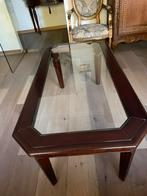 Glazen salontafel, Huis en Inrichting, Tafels | Salontafels, Ophalen, Zo goed als nieuw, Kersenhout