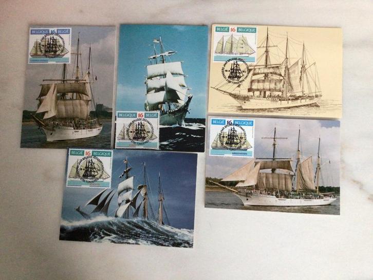 5 postkaarten zeilschepen, Postzegels en Munten, Postzegels | Thematische zegels, Ophalen of Verzenden