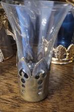 5 theeglazen van zilverkleurig metaal, Antiek en Kunst, Ophalen, Zilver